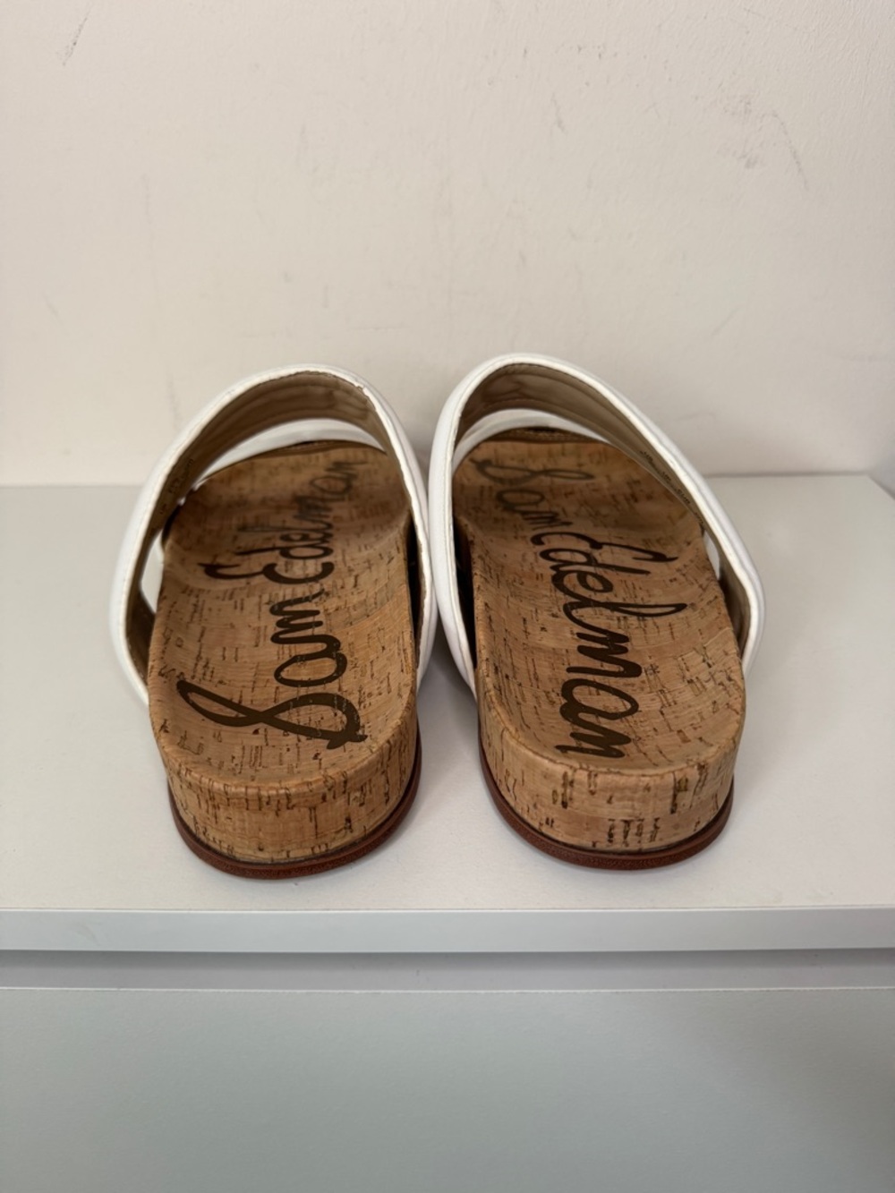 Sam Edelman White Natural Raffia Cork Slide Sandals Womens Summer Resort - Picture 7 of 11